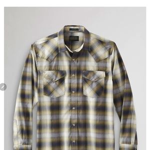 Pendleton Blue/Brown Frontier Cotton snap front shirt XXL